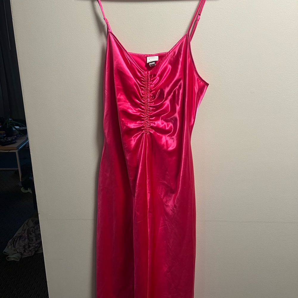 Sleek Pink Satin Dress